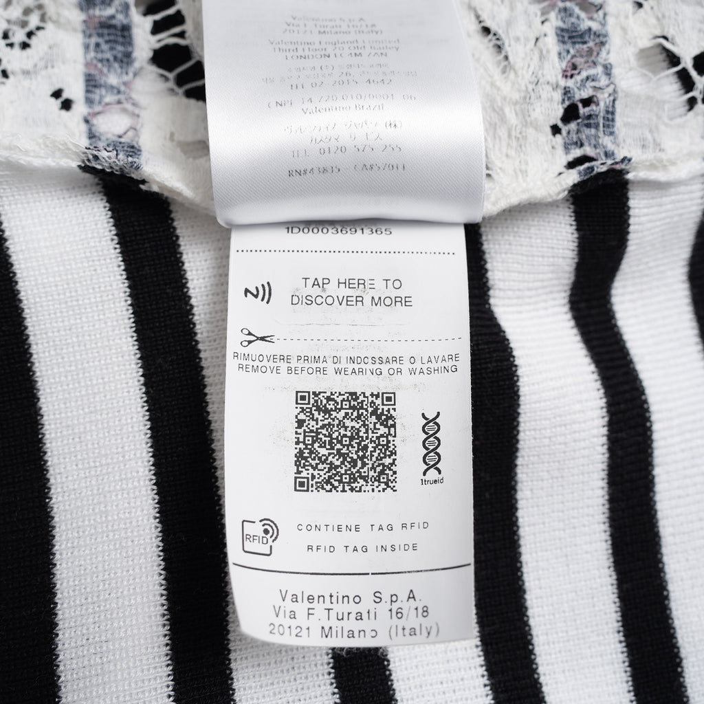VALENTINO ヴァレンティノ / 21SS レースパネル ストライプ セーター  / WB3KC24I6HR_0AN / size M (WHITE×BLACK) レディース
