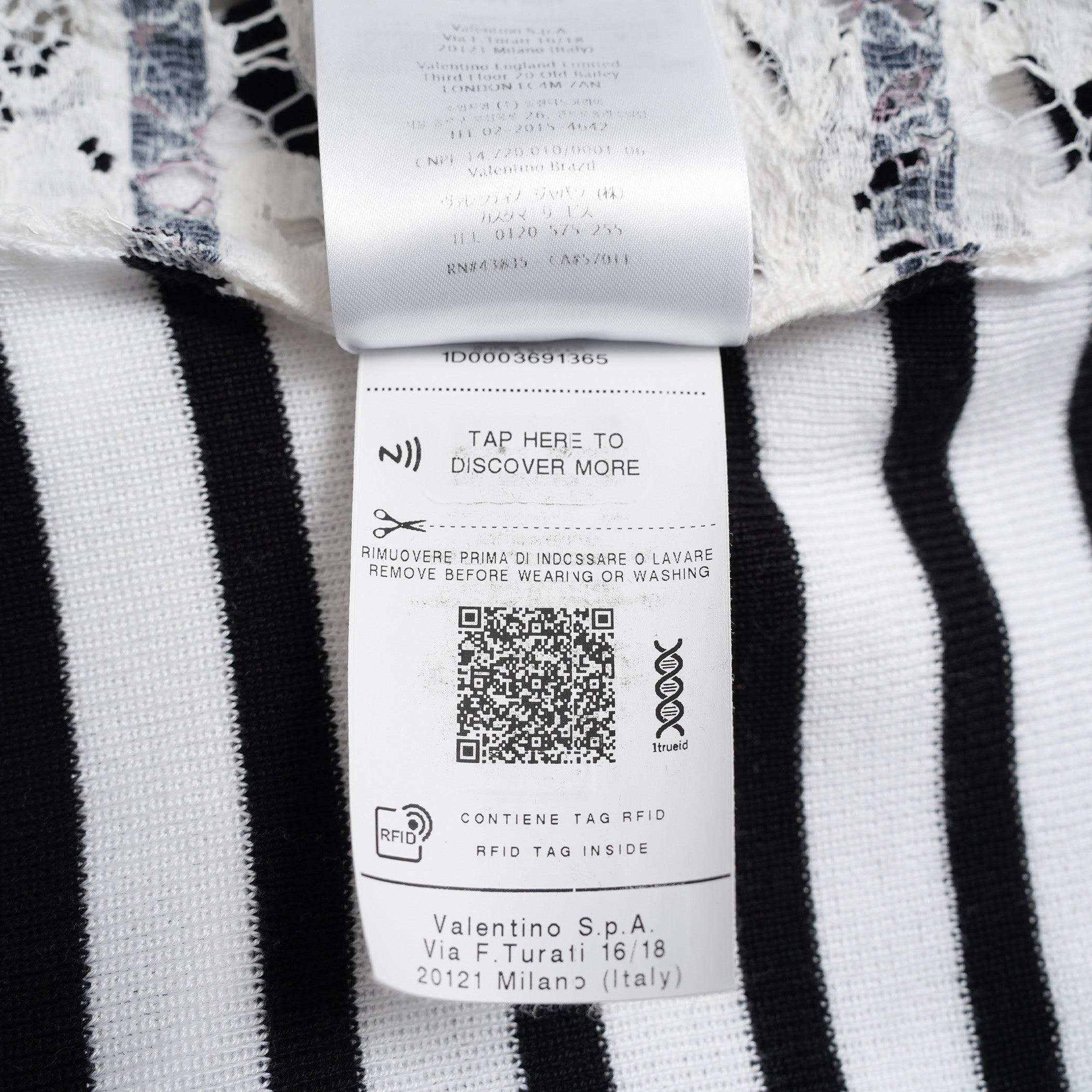 VALENTINO ヴァレンティノ / 21SS レースパネル ストライプ セーター  / WB3KC24I6HR_0AN / size M (WHITE×BLACK) レディース
