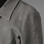 新品 希少 incarnation インカネーション / 24AW HORSE WHITE RG LEATHER W BREAST MOTO UNLINED PMT-5 / ホース レザー 白鞣し ライダース ジャケット/ size M B82(GRAY) 123012-alm