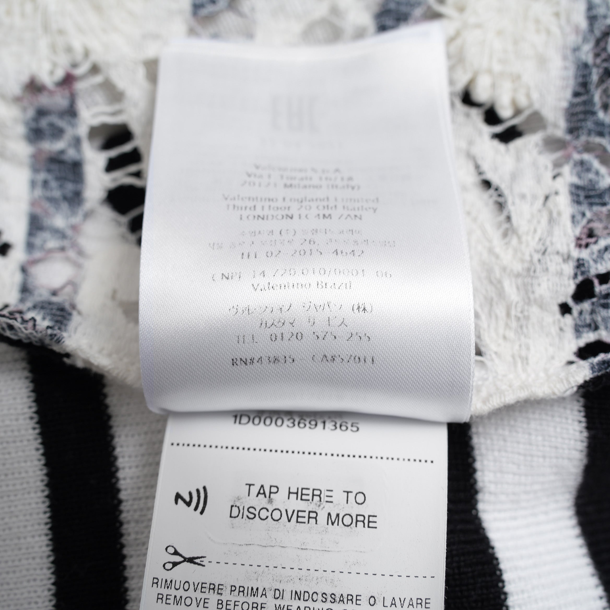 VALENTINO ヴァレンティノ / 21SS レースパネル ストライプ セーター  / WB3KC24I6HR_0AN / size M (WHITE×BLACK) レディース