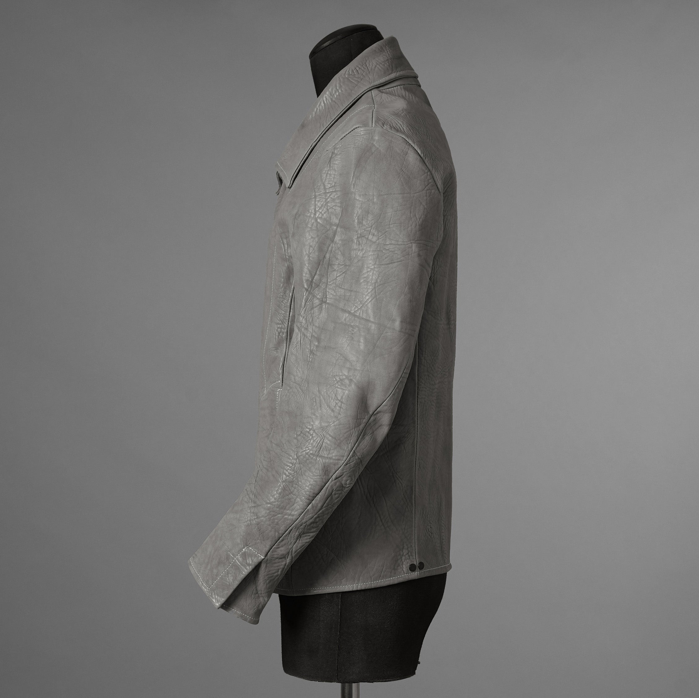 新品 希少 incarnation インカネーション / 24AW HORSE WHITE RG LEATHER W BREAST MOTO UNLINED PMT-5 / ホース レザー 白鞣し ライダース ジャケット/ size M B82(GRAY) 123012-alm