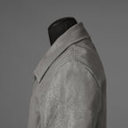 新品 希少 incarnation インカネーション / 24AW HORSE WHITE RG LEATHER W BREAST MOTO UNLINED PMT-5 / ホース レザー 白鞣し ライダース ジャケット/ size M B82(GRAY) 123012-alm