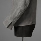 新品 希少 incarnation インカネーション / 24AW HORSE WHITE RG LEATHER W BREAST MOTO UNLINED PMT-5 / ホース レザー 白鞣し ライダース ジャケット/ size M B82(GRAY) 123012-alm