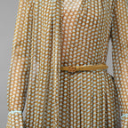 FENDI フェンディ /美品 20SS Belted Draped Pleated Printed Silk-Chiffon Midi Dress ベルト付き プリント シルクシフォン ミディドレス ワンピース/ FDA651 A5XF / size 40 (OLIVE GREEN) レディース