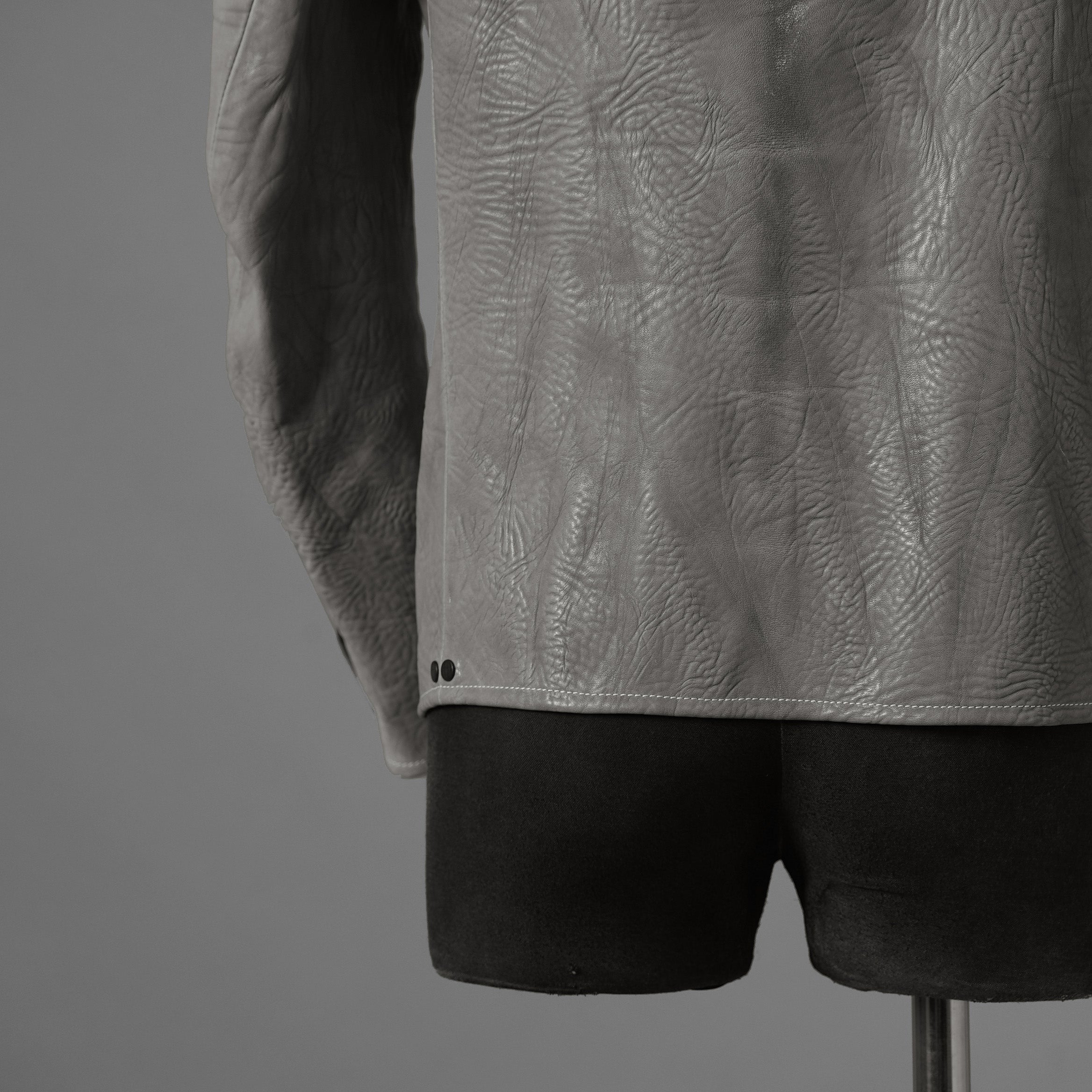新品 希少 incarnation インカネーション / 24AW HORSE WHITE RG LEATHER W BREAST MOTO UNLINED PMT-5 / ホース レザー 白鞣し ライダース ジャケット/ size M B82(GRAY) 123012-alm