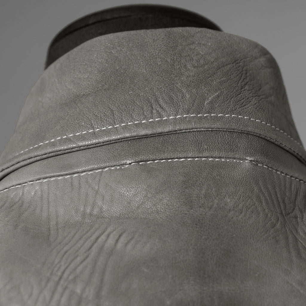 新品 希少 incarnation インカネーション / 24AW HORSE WHITE RG LEATHER W BREAST MOTO UNLINED PMT-5 / ホース レザー 白鞣し ライダース ジャケット/ size M B82(GRAY) 123012-alm