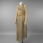 FENDI フェンディ /美品 20SS Belted Draped Pleated Printed Silk-Chiffon Midi Dress ベルト付き プリント シルクシフォン ミディドレス ワンピース/ FDA651 A5XF / size 40 (OLIVE GREEN) レディース