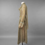 FENDI フェンディ /美品 20SS Belted Draped Pleated Printed Silk-Chiffon Midi Dress ベルト付き プリント シルクシフォン ミディドレス ワンピース/ FDA651 A5XF / size 40 (OLIVE GREEN) レディース
