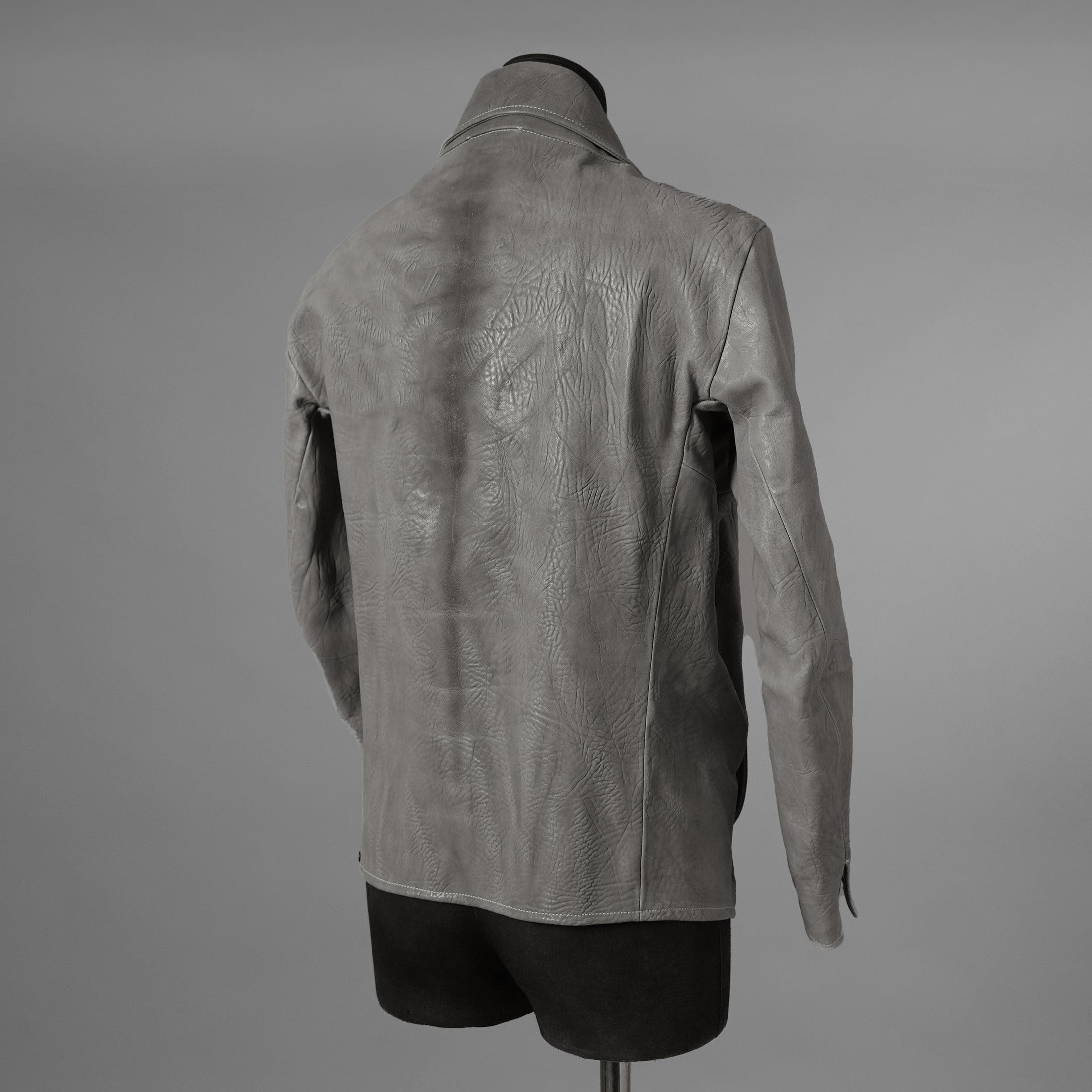 新品 希少 incarnation インカネーション / 24AW HORSE WHITE RG LEATHER W BREAST MOTO UNLINED PMT-5 / ホース レザー 白鞣し ライダース ジャケット/ size M B82(GRAY) 123012-alm