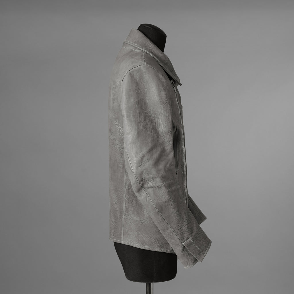 新品 希少 incarnation インカネーション / 24AW HORSE WHITE RG LEATHER W BREAST MOTO UNLINED PMT-5 / ホース レザー 白鞣し ライダース ジャケット/ size M B82(GRAY) 123012-alm