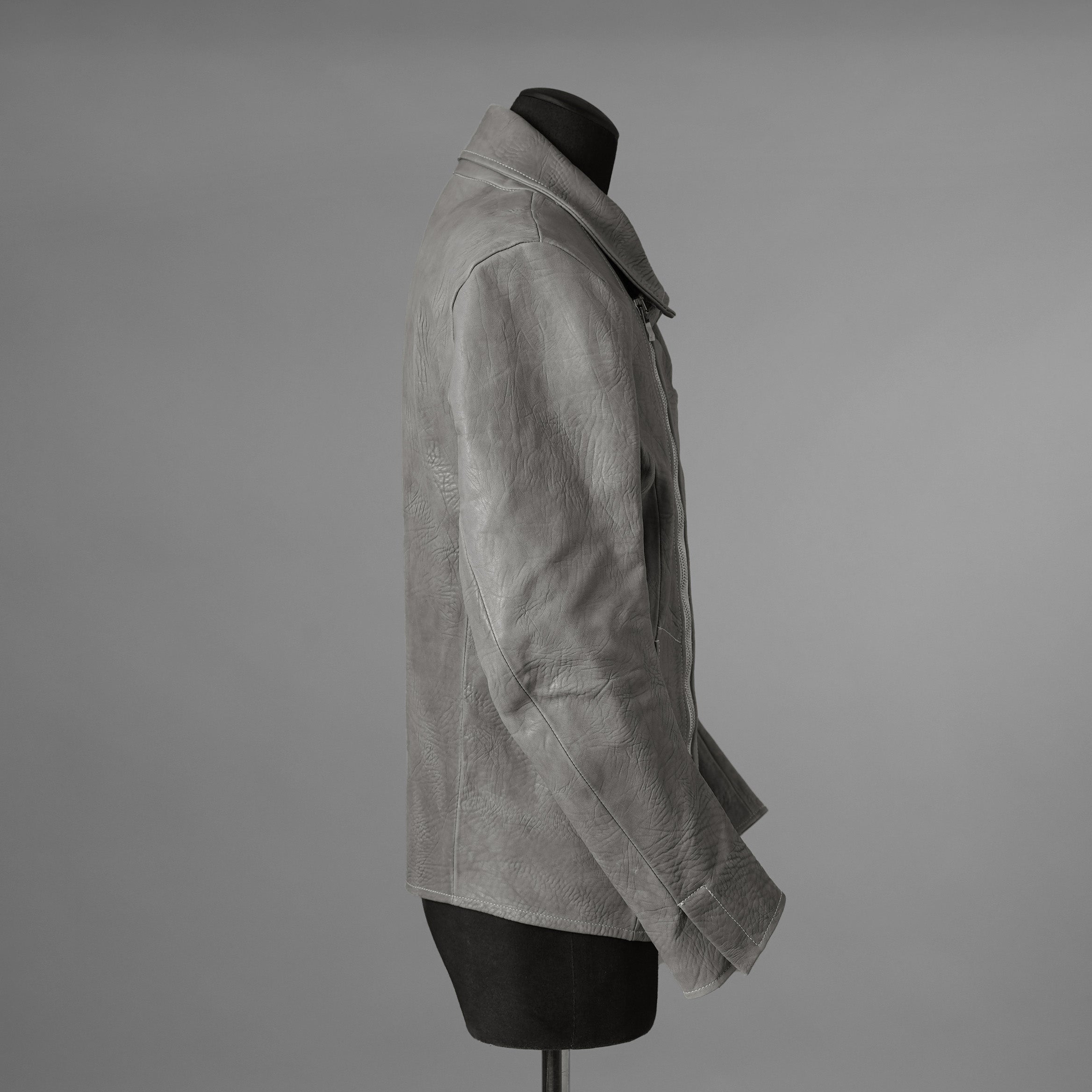新品 希少 incarnation インカネーション / 24AW HORSE WHITE RG LEATHER W BREAST MOTO UNLINED PMT-5 / ホース レザー 白鞣し ライダース ジャケット/ size M B82(GRAY) 123012-alm