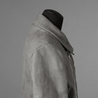 新品 希少 incarnation インカネーション / 24AW HORSE WHITE RG LEATHER W BREAST MOTO UNLINED PMT-5 / ホース レザー 白鞣し ライダース ジャケット/ size M B82(GRAY) 123012-alm