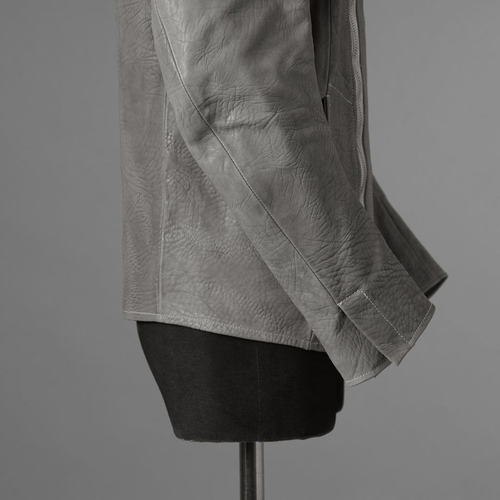 新品 希少 incarnation インカネーション / 24AW HORSE WHITE RG LEATHER W BREAST MOTO UNLINED PMT-5 / ホース レザー 白鞣し ライダース ジャケット/ size M B82(GRAY) 123012-alm