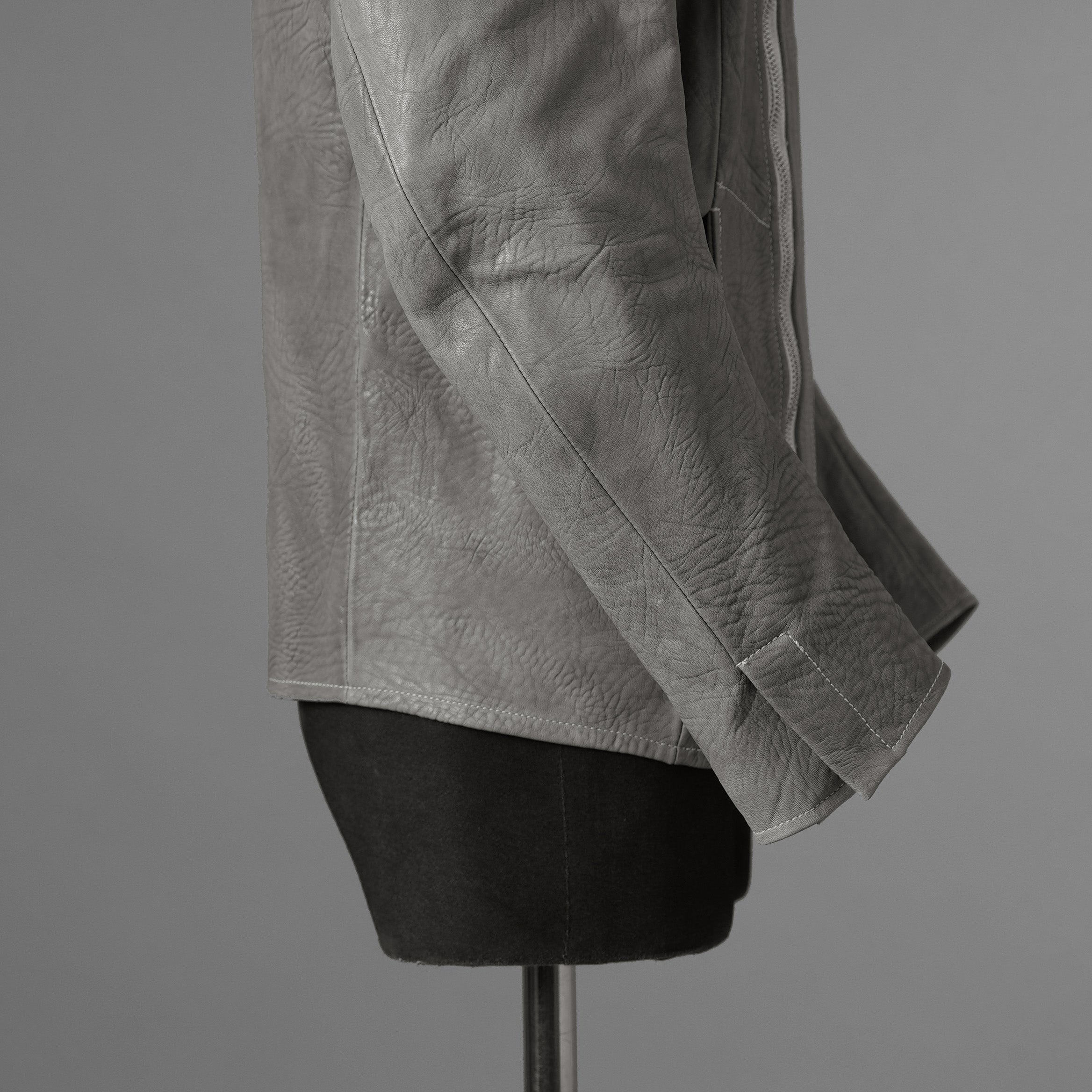 新品 希少 incarnation インカネーション / 24AW HORSE WHITE RG LEATHER W BREAST MOTO UNLINED PMT-5 / ホース レザー 白鞣し ライダース ジャケット/ size M B82(GRAY) 123012-alm