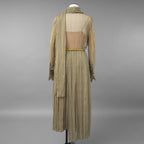 FENDI フェンディ /美品 20SS Belted Draped Pleated Printed Silk-Chiffon Midi Dress ベルト付き プリント シルクシフォン ミディドレス ワンピース/ FDA651 A5XF / size 40 (OLIVE GREEN) レディース