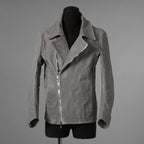 新品 希少 incarnation インカネーション / 24AW HORSE WHITE RG LEATHER W BREAST MOTO UNLINED PMT-5 / ホース レザー 白鞣し ライダース ジャケット/ size M B82(GRAY) 123012-alm
