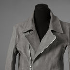 新品 希少 incarnation インカネーション / 24AW HORSE WHITE RG LEATHER W BREAST MOTO UNLINED PMT-5 / ホース レザー 白鞣し ライダース ジャケット/ size M B82(GRAY) 123012-alm