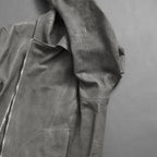 新品 希少 incarnation インカネーション / 24AW HORSE WHITE RG LEATHER W BREAST MOTO UNLINED PMT-5 / ホース レザー 白鞣し ライダース ジャケット/ size M B82(GRAY) 123012-alm
