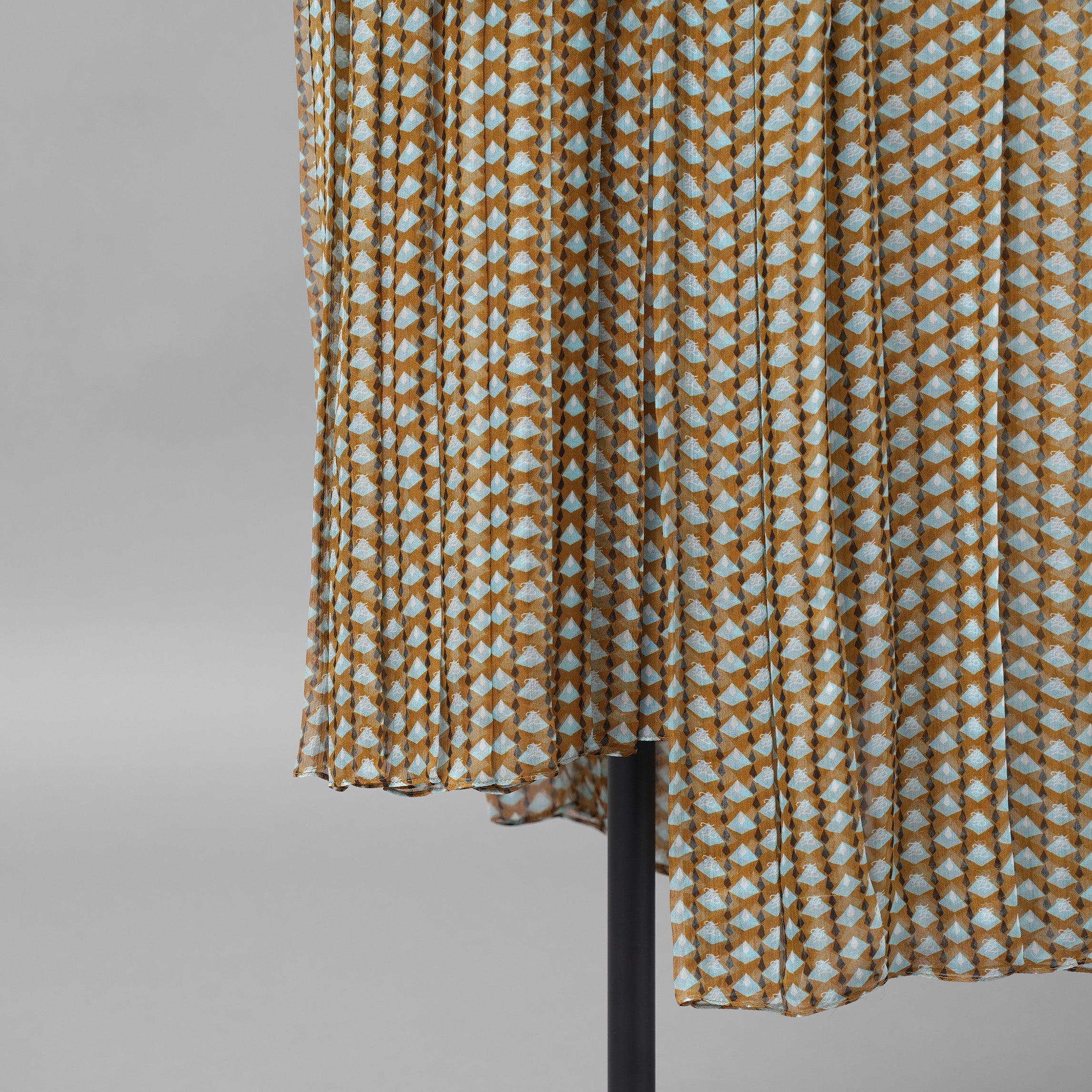 FENDI フェンディ /美品 20SS Belted Draped Pleated Printed Silk-Chiffon Midi Dress ベルト付き プリント シルクシフォン ミディドレス ワンピース/ FDA651 A5XF / size 40 (OLIVE GREEN) レディース