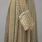 FENDI フェンディ /美品 20SS Belted Draped Pleated Printed Silk-Chiffon Midi Dress ベルト付き プリント シルクシフォン ミディドレス ワンピース/ FDA651 A5XF / size 40 (OLIVE GREEN) レディース