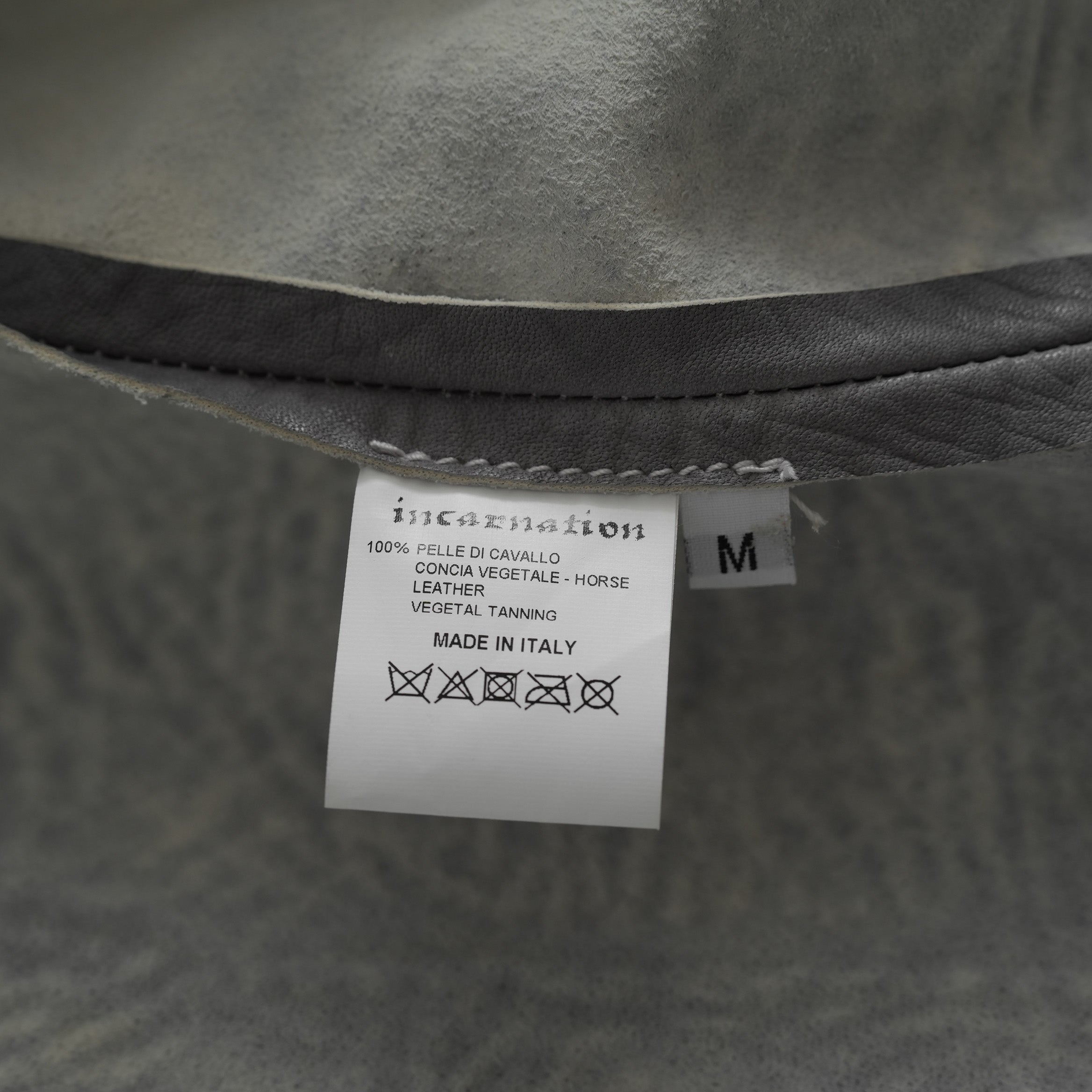 新品 希少 incarnation インカネーション / 24AW HORSE WHITE RG LEATHER W BREAST MOTO UNLINED PMT-5 / ホース レザー 白鞣し ライダース ジャケット/ size M B82(GRAY) 123012-alm