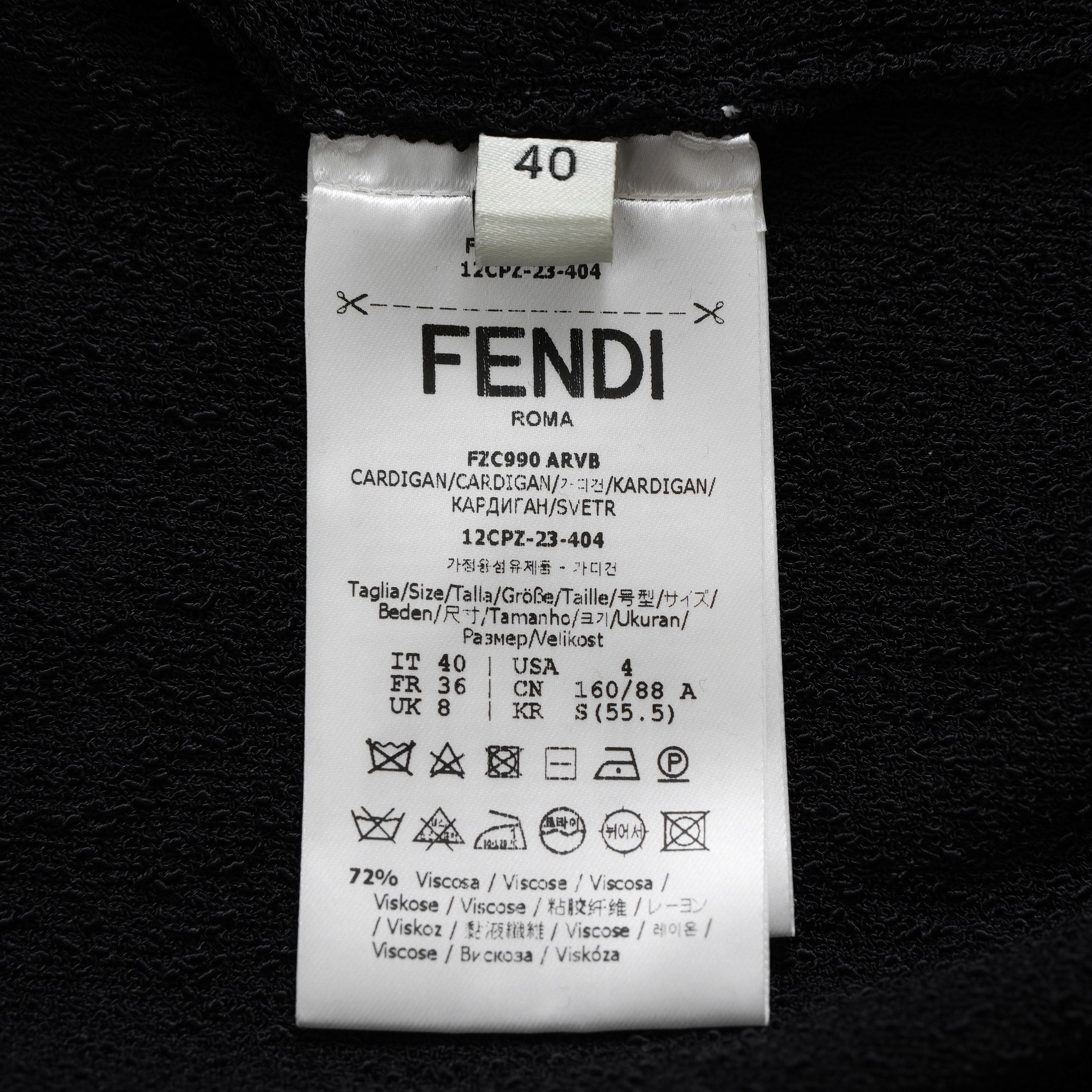 FENDI フェンディ / 美品 レーヨン ニット カーディガン / FZC990 ARVB / size 40 (BLACK） レディース 352049-izm