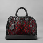 LOUIS VUITTON ルイヴィトン / 美品 22SS アルマ PM レザー / モノグラムレース ハンドバッグ バッグ / パドロック クロシェット / M20355 / BLACK × RED /レディース