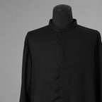 bajra バジュラ / 美品 ソフトローン・マオカラー比翼プルオーバー 長袖シャツ / 156UB03 / size 3 (BLACK) 352055-in-ue
