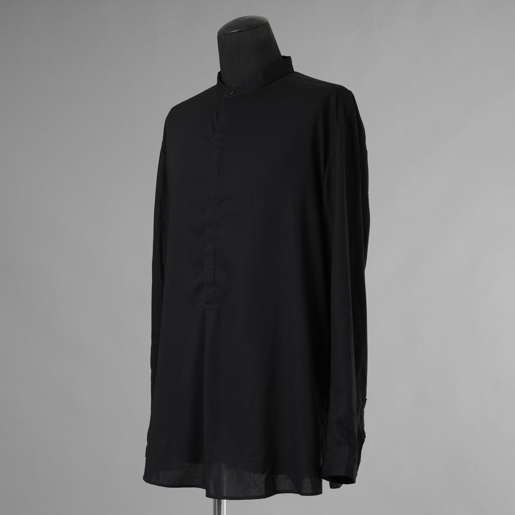 bajra バジュラ / 美品 ソフトローン・マオカラー比翼プルオーバー 長袖シャツ / 156UB03 / size 3 (BLACK) 352055-in-ue
