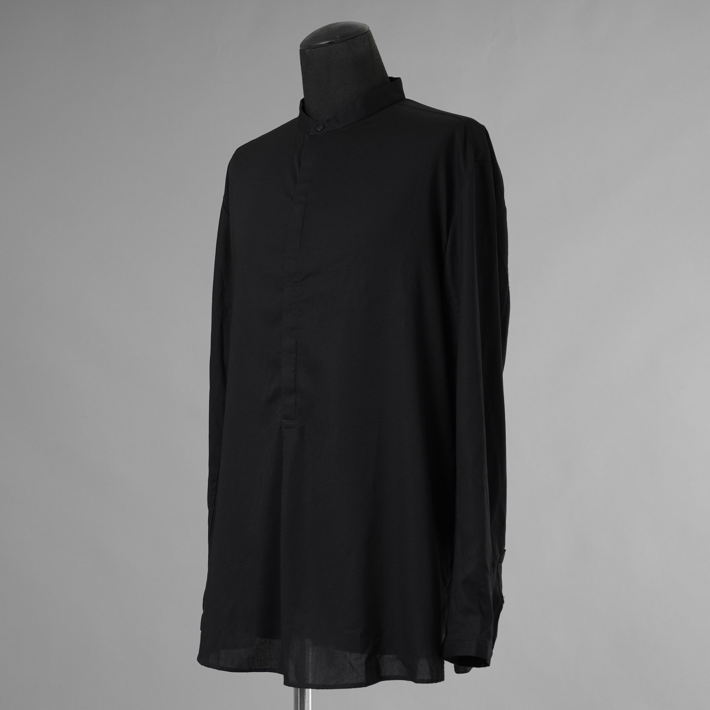 bajra バジュラ / 美品 ソフトローン・マオカラー比翼プルオーバー 長袖シャツ / 156UB03 / size 3 (BLACK) 352055-in-ue