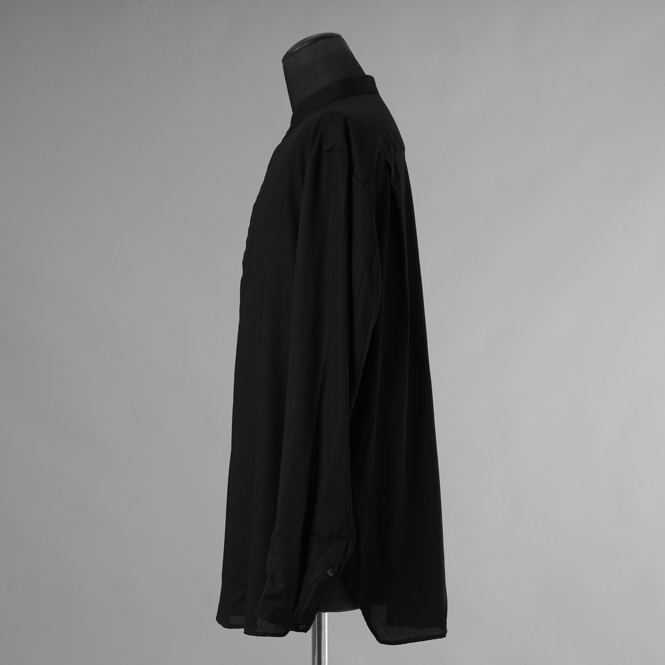 bajra バジュラ / 美品 ソフトローン・マオカラー比翼プルオーバー 長袖シャツ / 156UB03 / size 3 (BLACK) 352055-in-ue