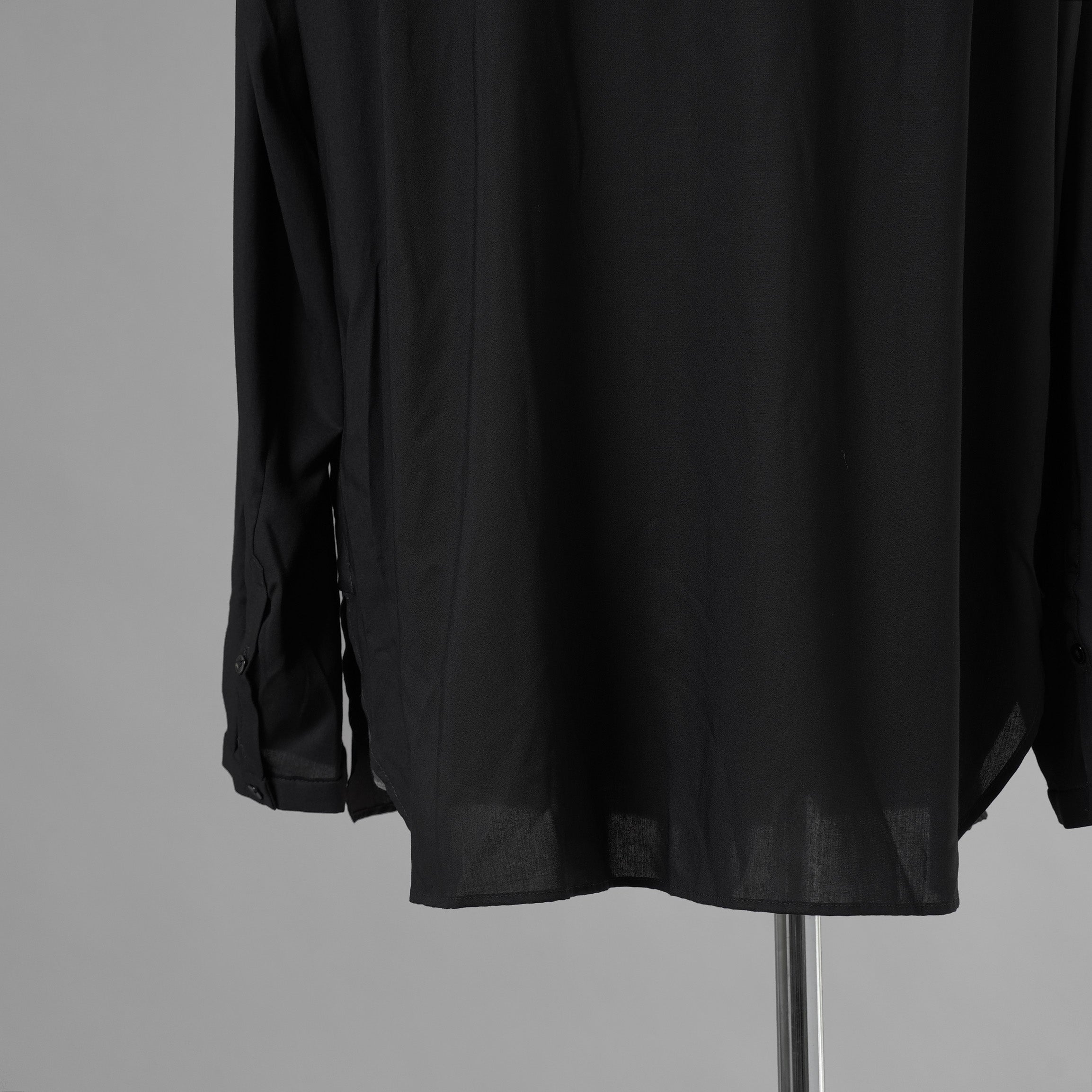 bajra バジュラ / 美品 ソフトローン・マオカラー比翼プルオーバー 長袖シャツ / 156UB03 / size 3 (BLACK) 352055-in-ue
