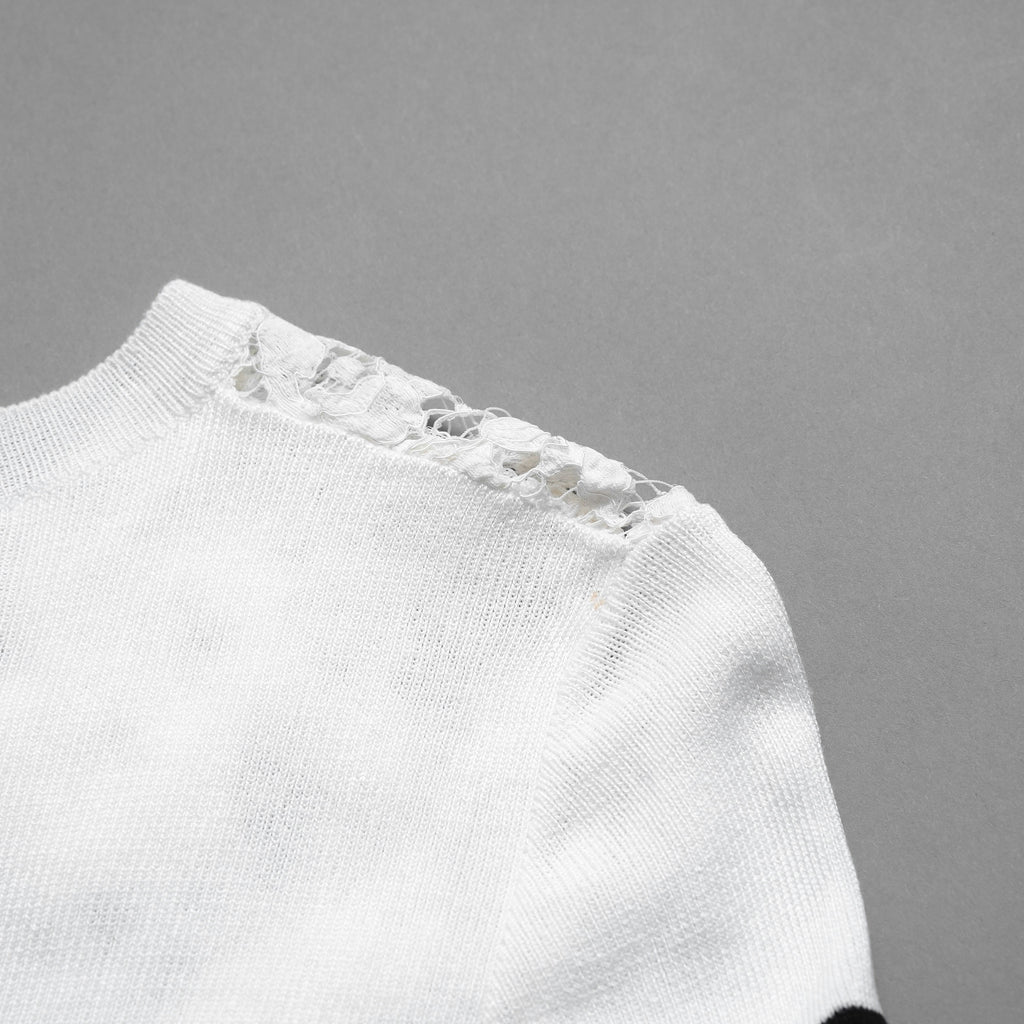 VALENTINO ヴァレンティノ / 21SS レースパネル ストライプ セーター  / WB3KC24I6HR_0AN / size M (WHITE×BLACK) レディース