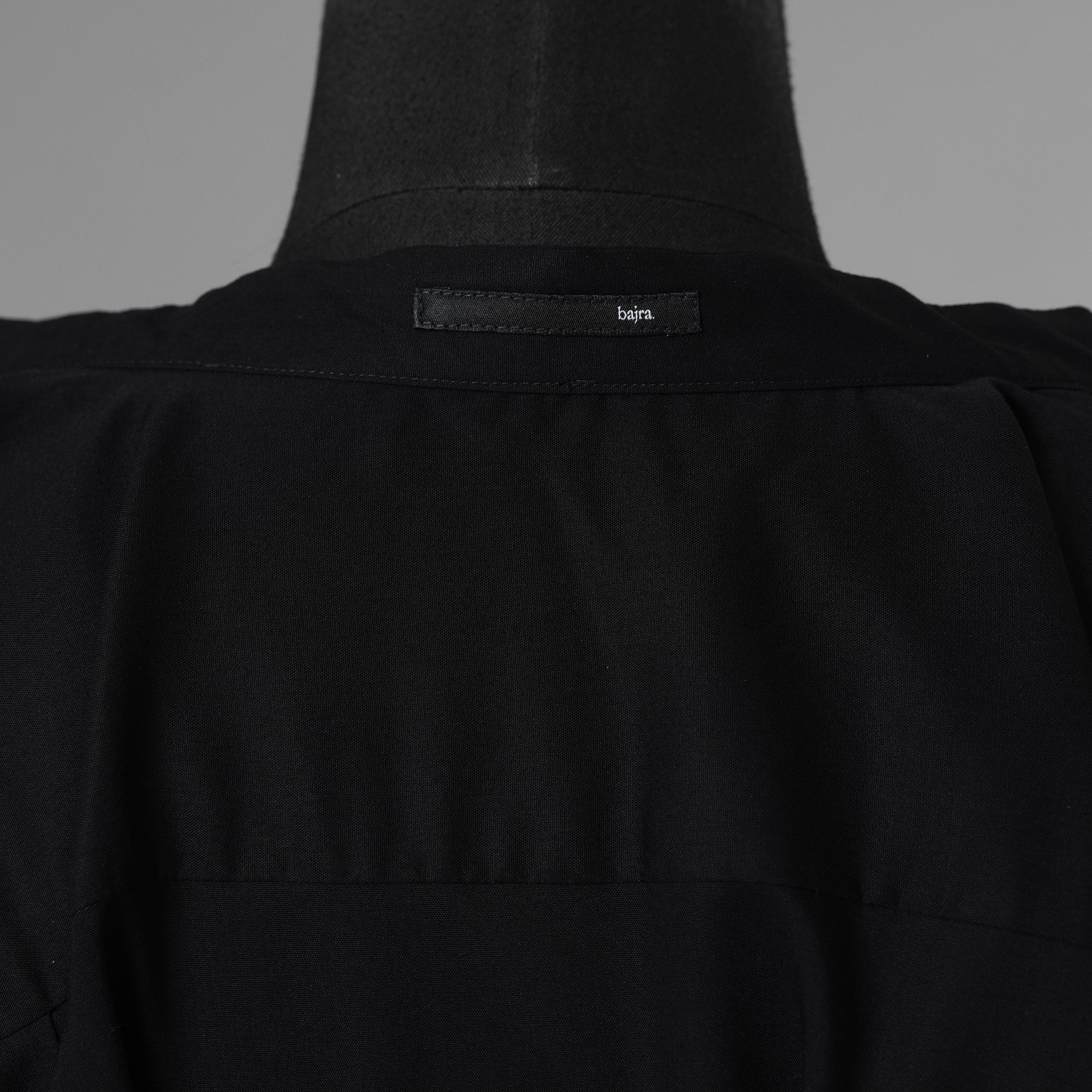 bajra バジュラ / 美品 ソフトローン・マオカラー比翼プルオーバー 長袖シャツ / 156UB03 / size 3 (BLACK) 352055-in-ue