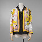 EMILIO PUCCI エミリオプッチ / 美品 22SS Battistero バッティステロ プリント シルクツイル  ブラウス / 街並み / 長袖シャツ /  1ERJ501E721 / size 38 (MULTI  COLOR) レディース