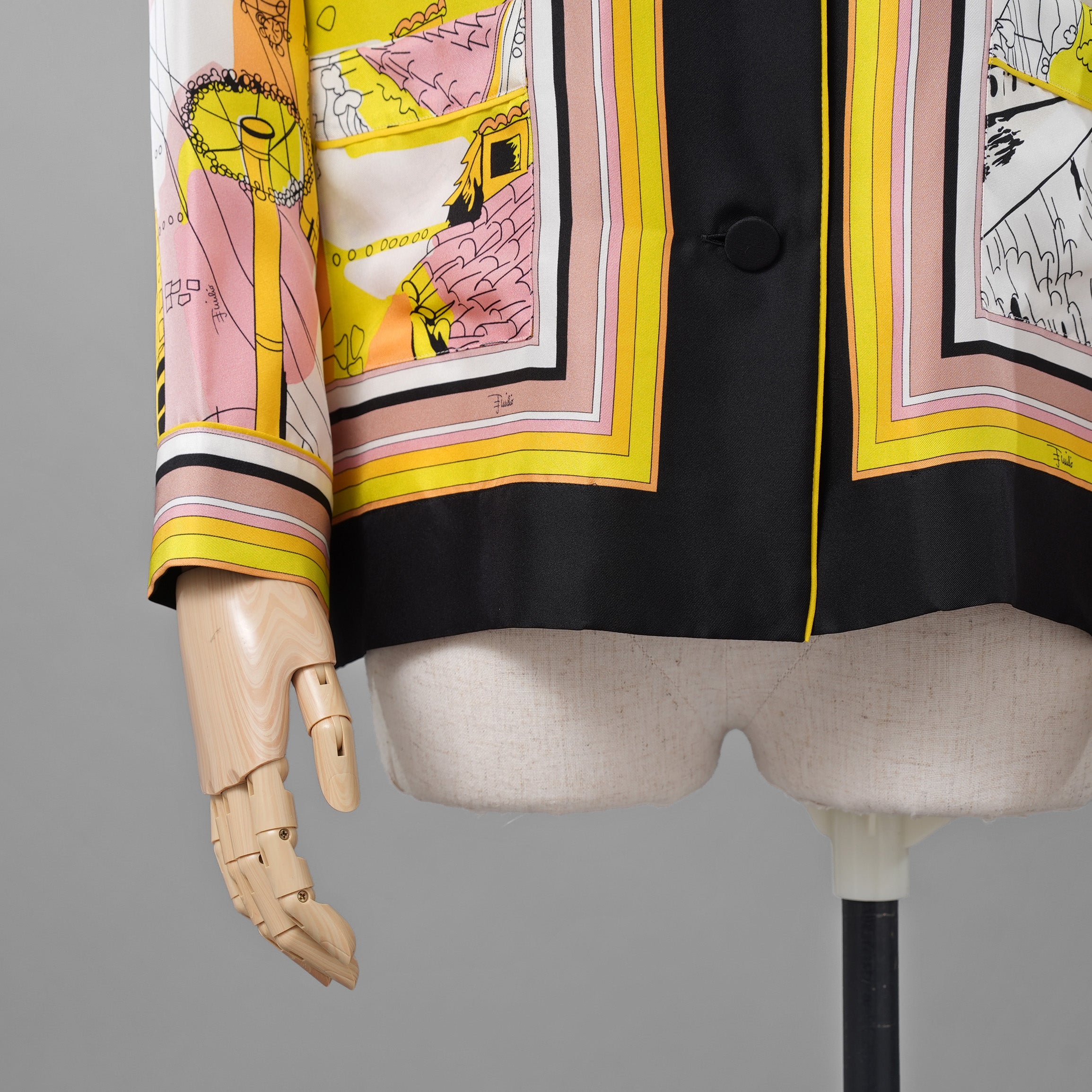 EMILIO PUCCI エミリオプッチ / 美品 22SS Battistero バッティステロ プリント シルクツイル  ブラウス / 街並み / 長袖シャツ /  1ERJ501E721 / size 38 (MULTI  COLOR) レディース