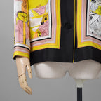 EMILIO PUCCI エミリオプッチ / 美品 22SS Battistero バッティステロ プリント シルクツイル  ブラウス / 街並み / 長袖シャツ /  1ERJ501E721 / size 38 (MULTI  COLOR) レディース