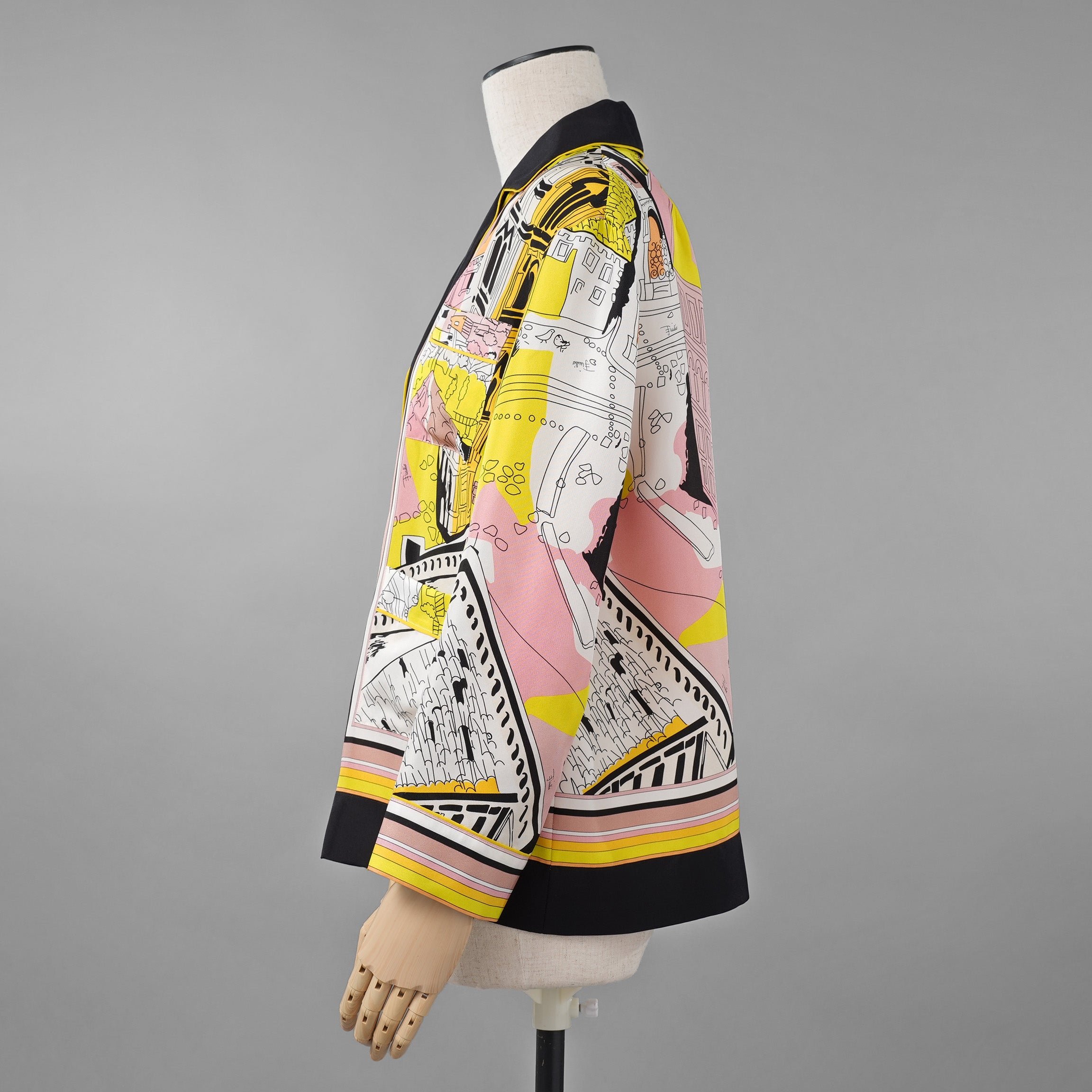 EMILIO PUCCI エミリオプッチ / 美品 22SS Battistero バッティステロ プリント シルクツイル  ブラウス / 街並み / 長袖シャツ /  1ERJ501E721 / size 38 (MULTI  COLOR) レディース