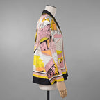 EMILIO PUCCI エミリオプッチ / 美品 22SS Battistero バッティステロ プリント シルクツイル  ブラウス / 街並み / 長袖シャツ /  1ERJ501E721 / size 38 (MULTI  COLOR) レディース