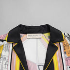 EMILIO PUCCI エミリオプッチ / 美品 22SS Battistero バッティステロ プリント シルクツイル  ブラウス / 街並み / 長袖シャツ /  1ERJ501E721 / size 38 (MULTI  COLOR) レディース