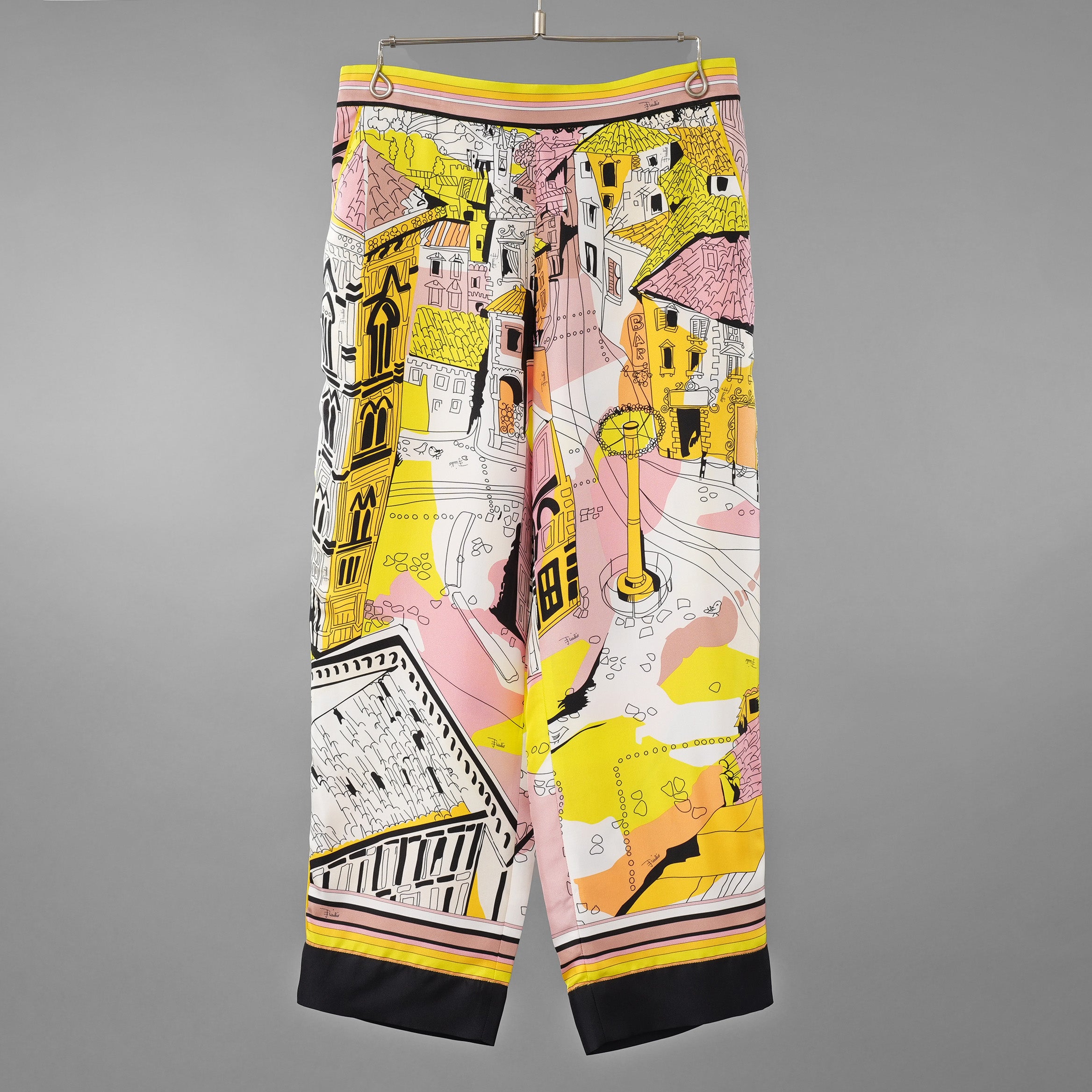 EMILIO PUCCI エミリオプッチ / 美品 22SS Battistero バッティステロ プリント シルクツイル キュロット ワイドパンツ / 街並み / 1ERJ501E721 / size 38 (MULTI  COLOR) レディース