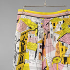 EMILIO PUCCI エミリオプッチ / 美品 22SS Battistero バッティステロ プリント シルクツイル キュロット ワイドパンツ / 街並み / 1ERJ501E721 / size 38 (MULTI  COLOR) レディース