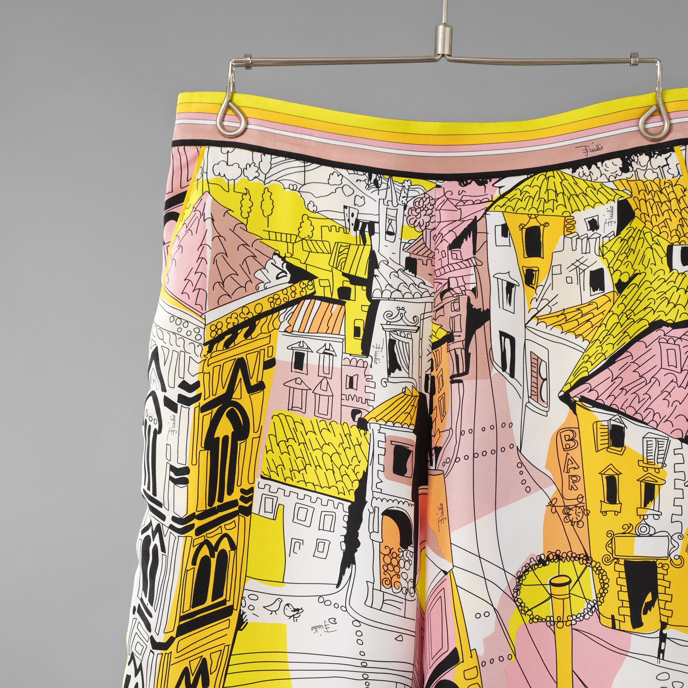 EMILIO PUCCI エミリオプッチ / 美品 22SS Battistero バッティステロ プリント シルクツイル キュロット ワイドパンツ / 街並み / 1ERJ501E721 / size 38 (MULTI  COLOR) レディース