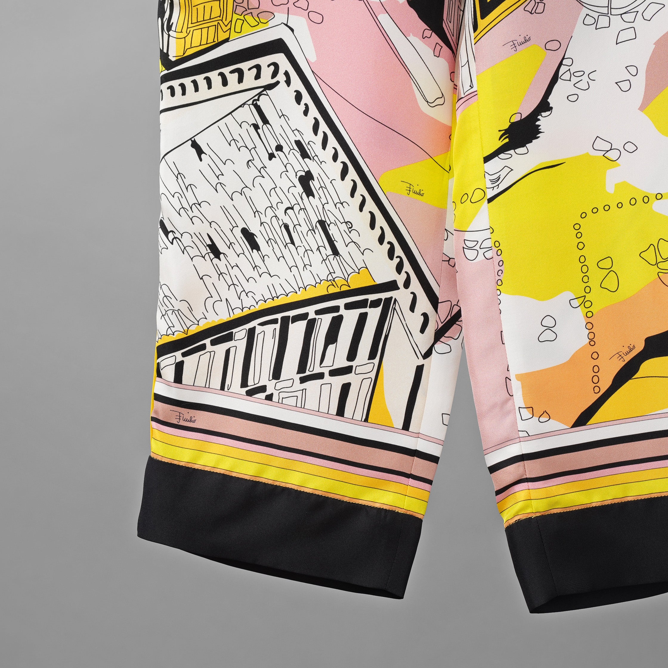 EMILIO PUCCI エミリオプッチ / 美品 22SS Battistero バッティステロ プリント シルクツイル キュロット ワイドパンツ / 街並み / 1ERJ501E721 / size 38 (MULTI  COLOR) レディース