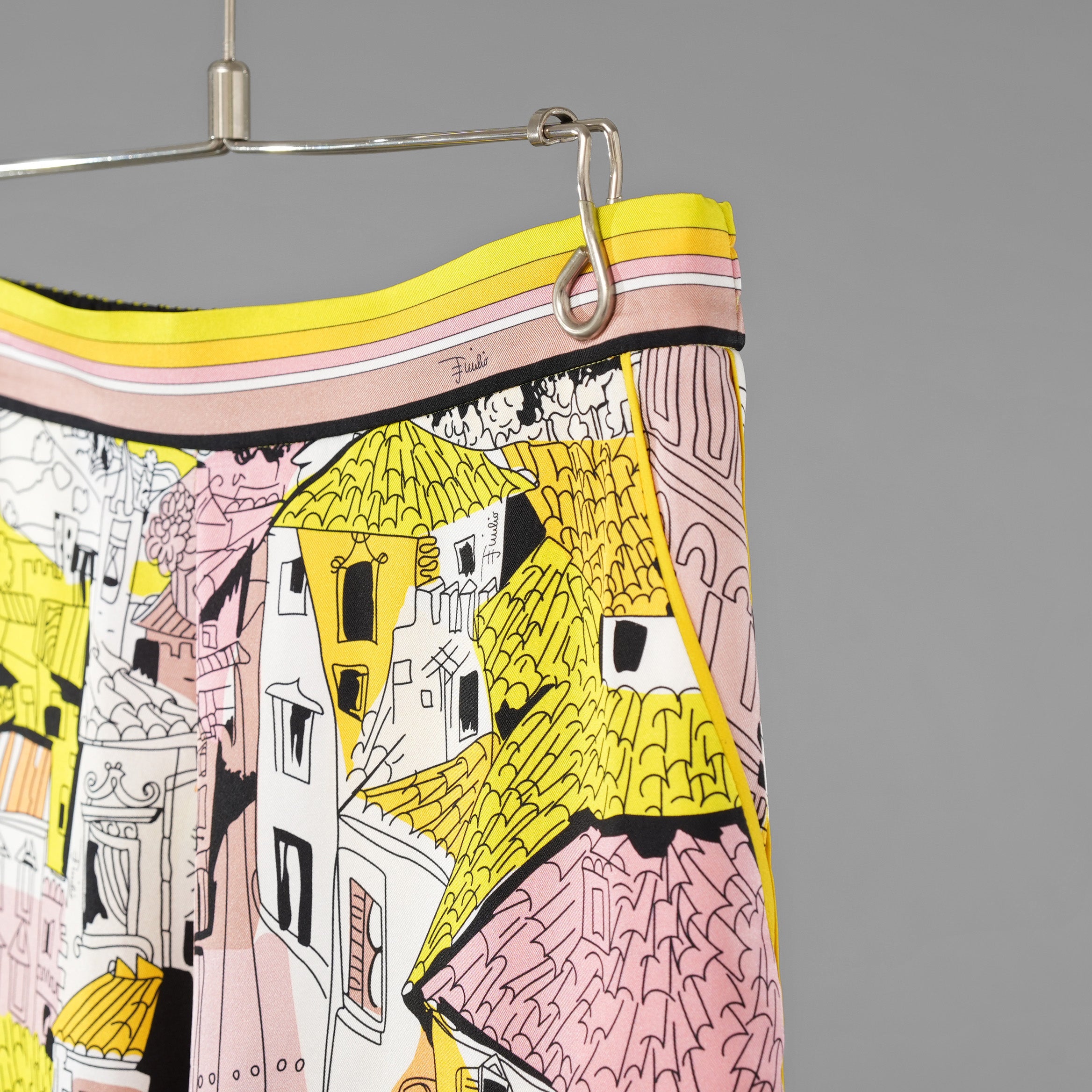 EMILIO PUCCI エミリオプッチ / 美品 22SS Battistero バッティステロ プリント シルクツイル キュロット ワイドパンツ / 街並み / 1ERJ501E721 / size 38 (MULTI  COLOR) レディース