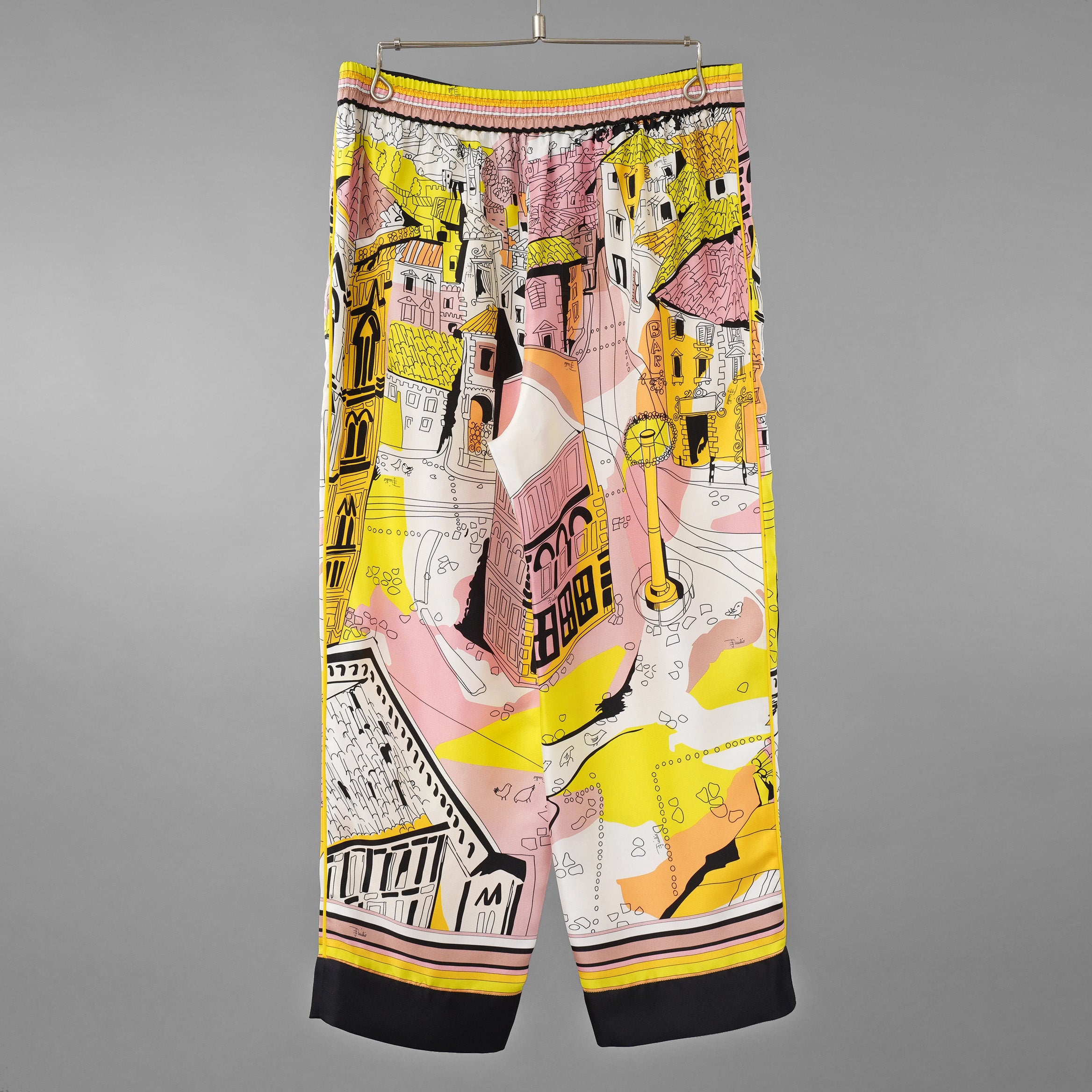 EMILIO PUCCI エミリオプッチ / 美品 22SS Battistero バッティステロ プリント シルクツイル キュロット ワイドパンツ / 街並み / 1ERJ501E721 / size 38 (MULTI  COLOR) レディース