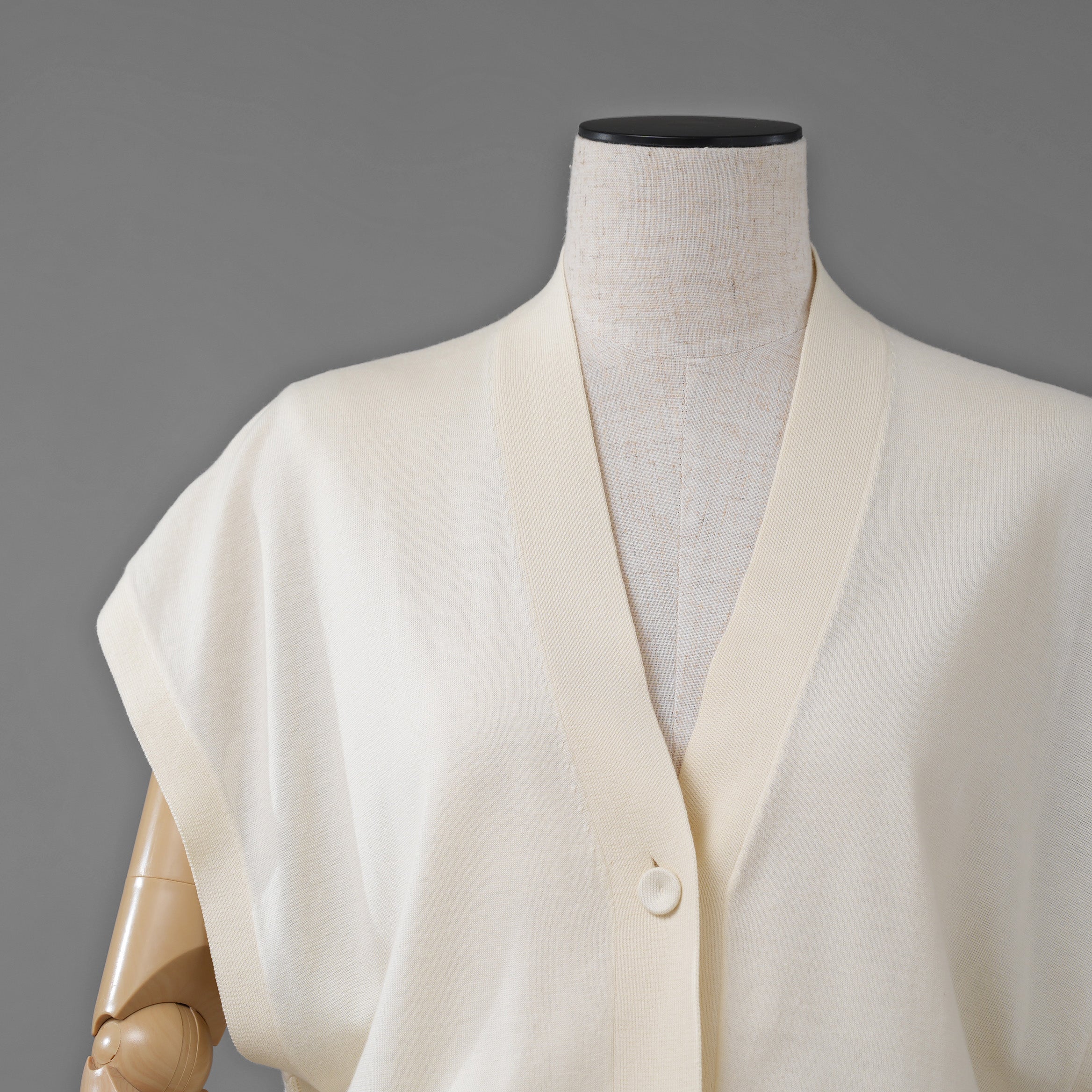 HERMES エルメス / ゴルチエ期 コットンシルク ノースリーブ ロング カーディガン / ニット ワンピース / size 34 (IVORY)