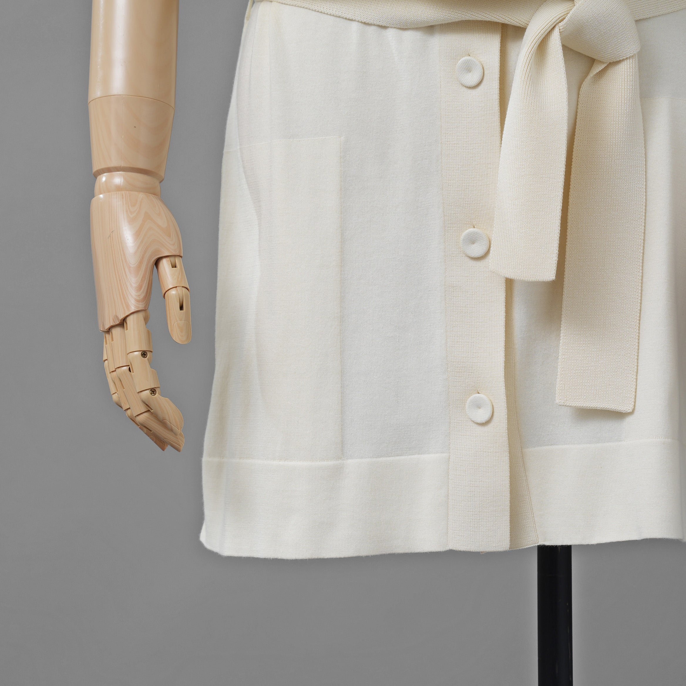 HERMES エルメス / ゴルチエ期 コットンシルク ノースリーブ ロング カーディガン / ニット ワンピース / size 34 (IVORY)レディース