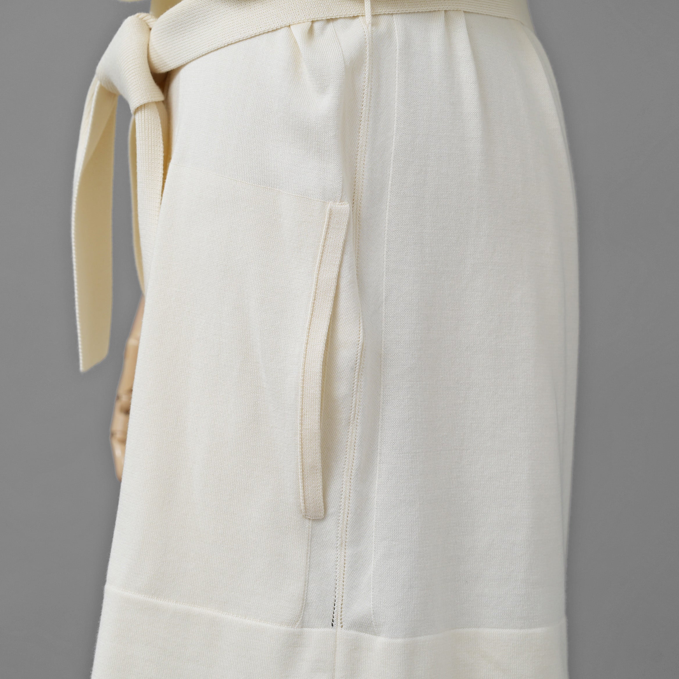 HERMES エルメス / ゴルチエ期 コットンシルク ノースリーブ ロング カーディガン / ニット ワンピース / size 34 (IVORY)レディース