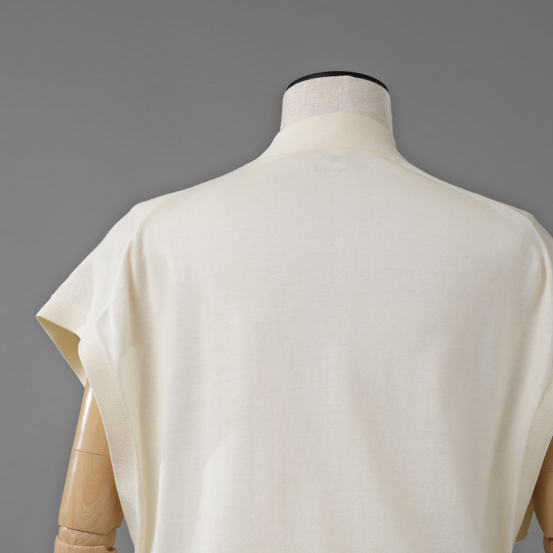 HERMES エルメス / ゴルチエ期 コットンシルク ノースリーブ ロング カーディガン / ニット ワンピース / size 34 (IVORY)レディース